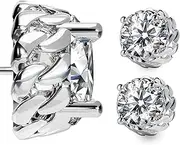 [ketryep] Moissanite Stud Earrings 6.5mm 1.0ct 14K Gold Plated 925 Sterling Silver Lab Round Cut Brilliant Moissanite Diamond Halo Earrings for Women Men Jewelry Gifts