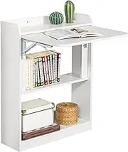 SoBuy Home Office Foldable Computer Desk Workstation with Storage Shelves Wall Table FWT92-W
