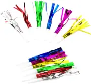 Cchude 30 Pcs Glitter Metallic Fringed Noise Maker Musical Blowouts Whistle P...