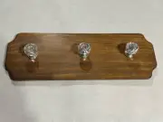 Wall Mounted Wood Coat Rack-Entryway Hanging w/ 3 Acrylic Diamond shaped hangers