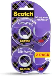 Scotch Gift-Wrap Tape, 2 Rolls, The Go-to Tape Gift Wrapping, 3/4 x 600 Inches