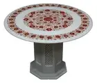 30" Marble Table Top Stone Handmade Work With Marble Stand