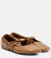 [Loewe] Loewe Pebble leather ballet flats AU 7 brown