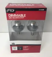 TCP RLDCG163W30K2 Dimmable LED E12 Globe 3 watts 15 Equivalent Two Pack