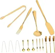 CHILDWEET Cheese Utensils Set of Pcs Stainless Steel Cheese Spreader Tongs Forks Mini Knife Set for Serving