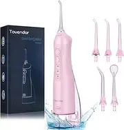 TOVENDOR Electric Water Flosser, Cordless Dental Oral Irrigator - 3 Modes, 5 Tips for Family Hygiene (300ML, Waterproof Waterflosser)