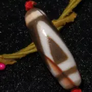 Antique Magic Old Tibetan Agate *Mountain 1 Eye* Cinnabar Amulet Dzi Bead C101
