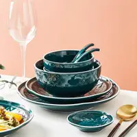 在飛比找ETMall東森購物網優惠-碗碟套裝創意家用北歐餐具個性陶瓷碗筷湯碗簡約輕奢歐式ins碗