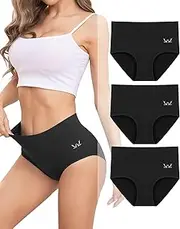 [Rdiner] Heavy Flow High Absorbency Period Underwear Women, Leakproof Panties Postpartum Menstrual Hipster Briefs Teens 3 Pack, Black*3, Medium