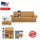 Stylish Gold Elastic Sofa Cover for Kids & Pets - 4-Seater Couch Protection