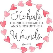 Fabric Panel 14"x14" Psalm 147:3 Bible Verse Scripture 100% Cotton Quilting Sewing Panel Square DI202