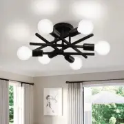6-Light Black Sputnik Ceiling Light Fixture, Semi Flush Mount Modern Close to...