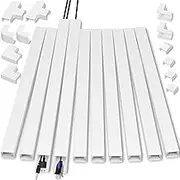 Swpeet 22Pcs 10 × W 0.96in × H 0.57in Paintable Cord Hider Kit, Cable Hider Cover Raceway Cord Management Cable Concealer Cord Covers for Wires on Wall Mounted TV