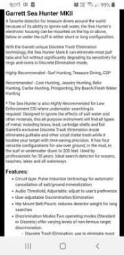 Metal detector Garret Sea hunter MKII
