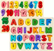 Attmu Wooden Puzzles For Toddlers, Alphabet Puzzle And Number Puzzle, 2 In 1 ABC