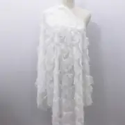 Jacquard Chiffon Fabric Peacock Feather Pattern Tassel Fringe Dress Material DIY