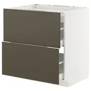 METOD / MAXIMERA base cab f hob/2 fronts/2 drawers, white/Havstorp brown-beige, 80x60x80 cm