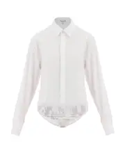 Alaïa Mesh Panelled Poplin Bodysuit FR36,FR38 White