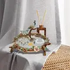 European Mirror Serving Tray, Peacock Serving Tray, Round