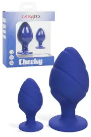 California Exotic Cheeky Blue Silicone Butt Plug Set (2 Pce)