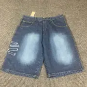 VTG Von Dutch Shorts Mens 40 Blue Denim Baggy Patches Deadstock Y2KNWT $250 Jean