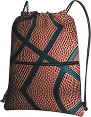 EdWal Basketball Sport Print Drawstring Backpack Gym Bags Sports Bags With Zipper Pocket For Travel Beach, Black, One Size