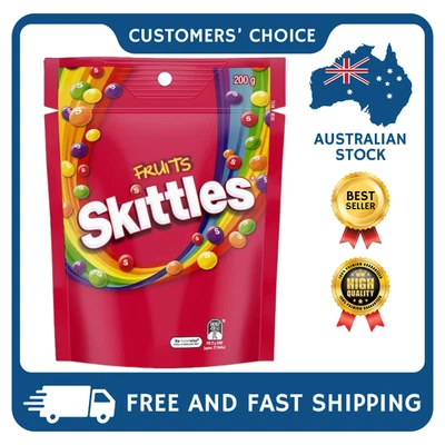 12 x 200g SKITTLES FRUITS BAGS RAINBOW CANDY CHEW FRUITY BITE BULK LOLLIES SWEET