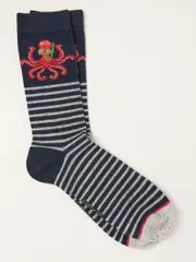 FatFace Blue Octopus Men's Striped Socks (AL0428) | $17