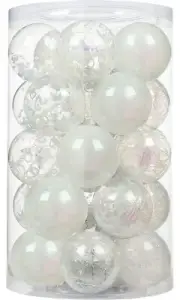 Christmas Tree Ball Decorations (Snow White, 2.75In)