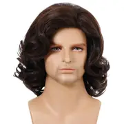 Curly Men Wig with Side Bangs - Short Length