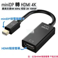 在飛比找蝦皮購物優惠-miniDP 轉 HDMI 4K / mini Displa