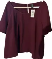 Torrid flutter sleeve crepe crop top blouse burgundy size 3