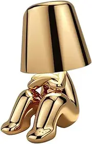 Blingbin Bedside Touch Control Table Lamp, Creative Golden Man Decorative Thinker Statue LED Desk Lamp, USB Charging 3 Level Brightness Dimmable Night Light for Bedroom Office Living Room Decor Gift