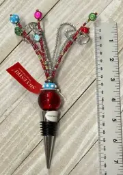 Bead & Wire Metal Bottle Stopper NEW Colorful Beaded bar wine gift NWT Silvestri