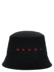 [Marni] Marni-Logo Embroidery Bucket Hat Cappelli Nero-Uomo M Black