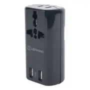 AC150USBK Ultra-Compact All-in-One Travel Adapter with USB Port (Black)
