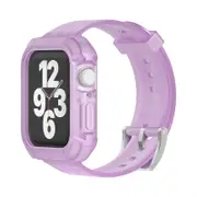 Catzon TPU Apple Watch Band with Bumper Case for iWatch Series 6/SE/5/4/3/2/1-Clear Purple