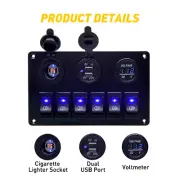 6 Gang 12V Switch Panel 2 USB Charger ON OFF Toggle For Car RV Boat Marine Truck (for: Subaru)