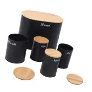 JY Bread Box With Canister Set For Kitchen Countertop Iron Bread Bin Storage