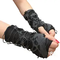 在飛比找momo購物網優惠-【89 zone】法式針織洞洞露指加長保暖 防曬袖套 手套(