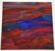 3026.30 CRANBERRY, ROYAL BLUE, GREEN, WHITE STREAKY 5"x 5" BULLSEYE GLASS 90 COE