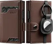 [VULKIT] Pop up Card Wallet with AirTag Holder RFID Blocking Credit Card Holder with Banknote Compartment & ID Window for Men(Espresso)