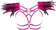 [BYDHSS] Women Feather Strap Bra Body Harness Lingerie Rave Feather Shoulder Plus Size Gothic Halloween Punk Festival Party Clothing
