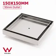 Tile Insert Smart Floor Grate Drain Brushed Bathroom 150mm Square 50mm Waste