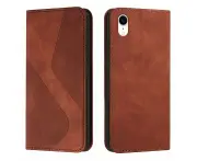 Protective Case for iPhone XR, Magnetic Flip Phone Case with Card Holder - Brown