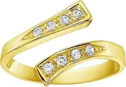 [Ritastephens] 14K Gold Crossover Shiny CZ Cubic Zirconia Toe Ring or Ring Adjustable (Yellow or White)