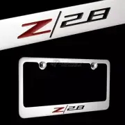 Chevrolet Z28 Chrome Plated Brass License Plate Frame with Chrome Caps CAMARO