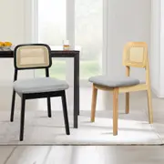 1 Set of 2 Levede Rattan Dining Chairs - Black, Natural
