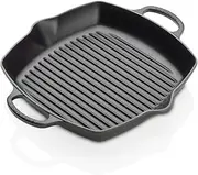 [Le Creuset] Signature Enamelled Cast Iron Square Griddle Pan with 2 Handles 30cm Matte Black, 20200300000422