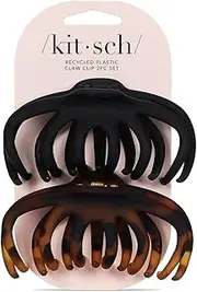 Kitsch Octopus Hair Clips for Women - Large Claw Clips for Thick Hair, Octopus Claw Clip Pack, Large Hair Claw Clips for Thin Hair & Big Hair Clips, Cute Hair Clips for Styling, 2pcs Black & Tortoise
